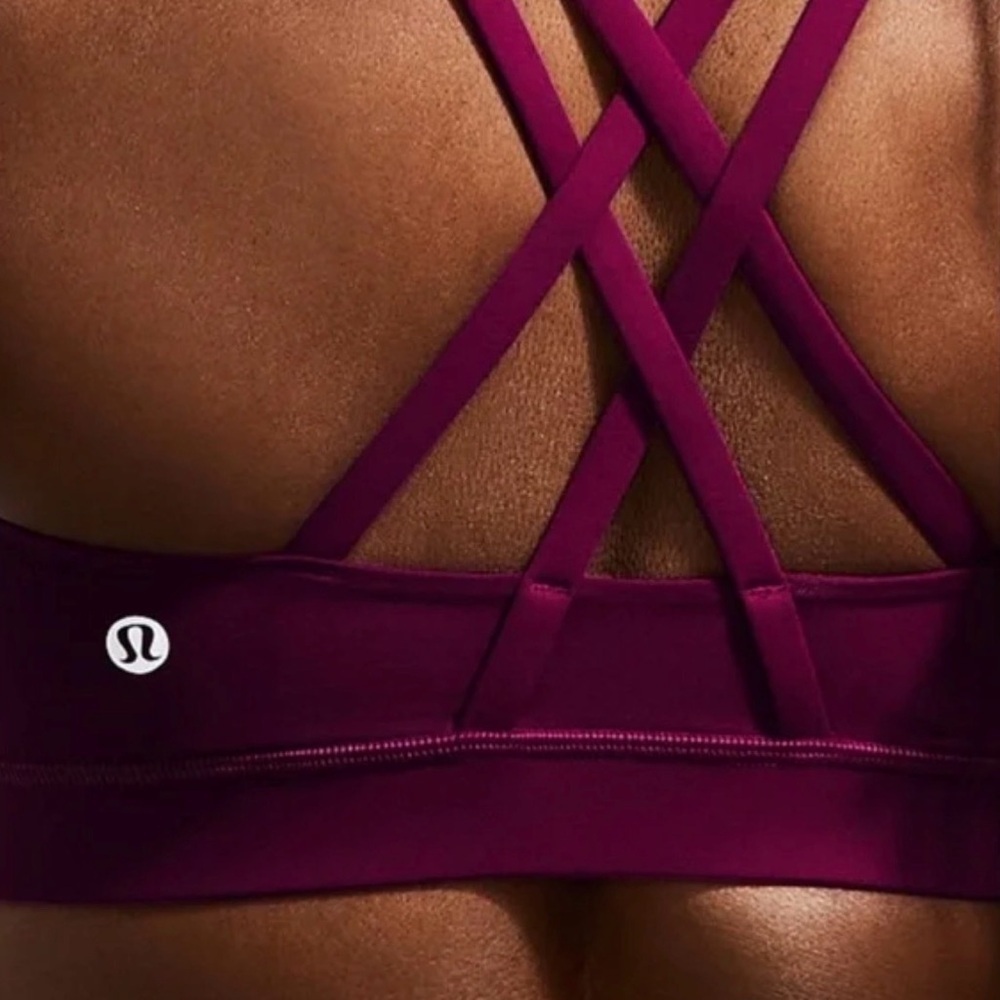 Lululemon Athletica Peloton Fuschia Strappy Energy Sports Bra Size 6 - Picture 2 of 6